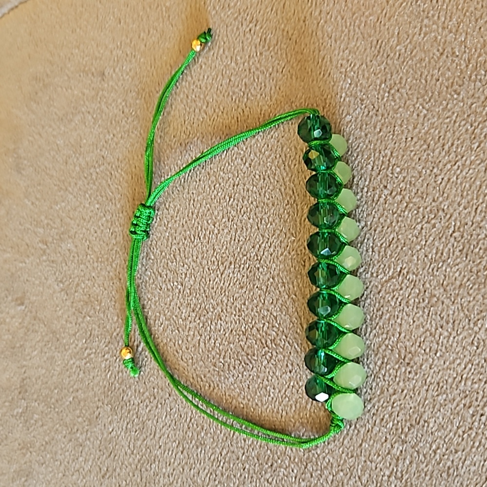 1/$5 or 3/$10 NWT Green Adjustable Faceted Bead Bracelet